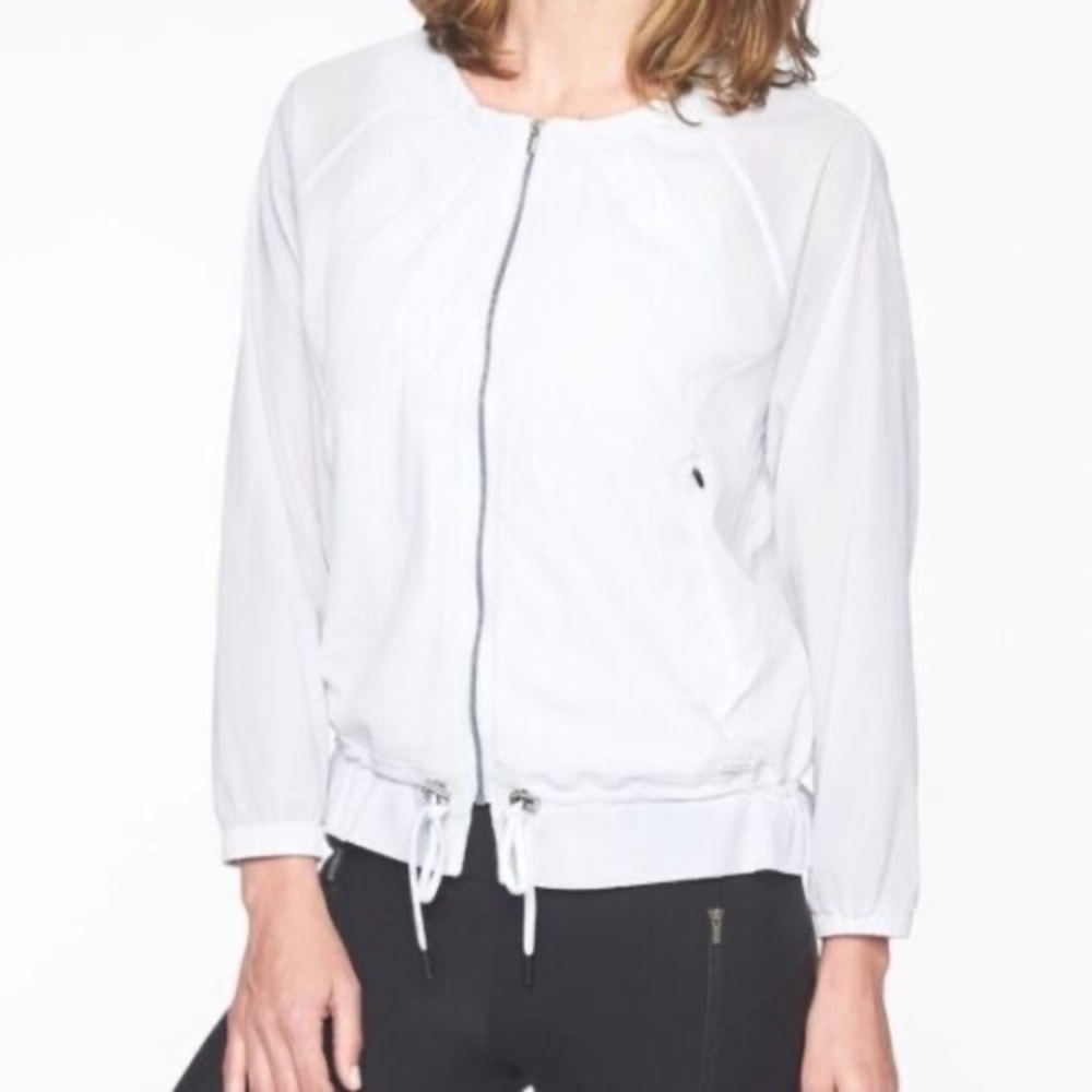 Athleta Avenue White Crepe Lightweight Full Zip Jacket Women's Size XS